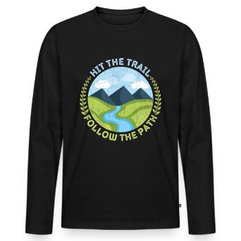 Randonnée, randonnée en montagne, trekking, conception de trekking - T-shirt manches longues Premium bio Homme - noir - Devant - Nico (187cm)