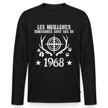 Chasseur | Anniversaire chasseur 1968 - T-shirt manches longues Premium bio Homme - noir - Devant - Nico (187cm)