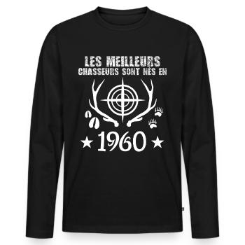 Chasseur | Anniversaire chasseur 1960 - T-shirt manches longues Premium bio Homme - noir - Devant - Nico (187cm)