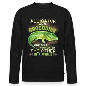 Crocodile Crocodile Alligator Drôle Dicton Jeu de mots - T-shirt manches longues Premium bio Homme - noir - Devant - Nico (187cm)