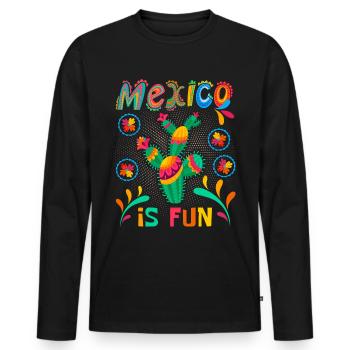 Mexique, dicton, motif de cactus - T-shirt manches longues Premium bio Homme - noir - Devant - Nico (187cm)