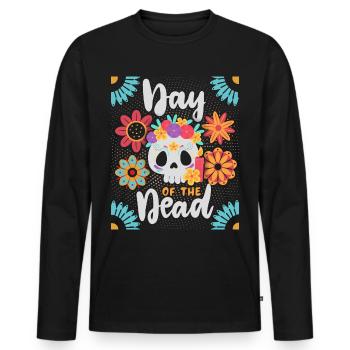 Day-of-the-Dead, Sugar-Skull - Men's Premium Organic Long Sleeve Shirt - black - Front - Nico (187cm)