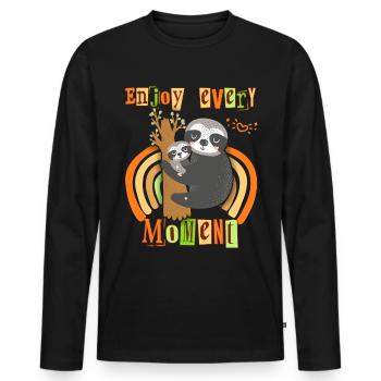 Sloth Sloth, Mama Sloth, Saying Mother's Day - Men's Premium Organic Long Sleeve Shirt - black - Front - Nico (187cm)