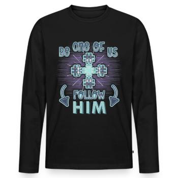 Christian Saying Jesus Christ, Cross - Men's Premium Organic Long Sleeve Shirt - black - Front - Nico (187cm)