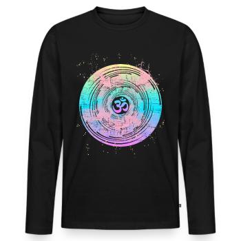 Om symbole Om signe, mandala om, yoga yogi - T-shirt manches longues Premium bio Homme - noir - Devant - Nico (187cm)