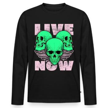 3 skulls, 3 skulls, angel wings saying - Men's Premium Organic Long Sleeve Shirt - black - Front - Nico (187cm)