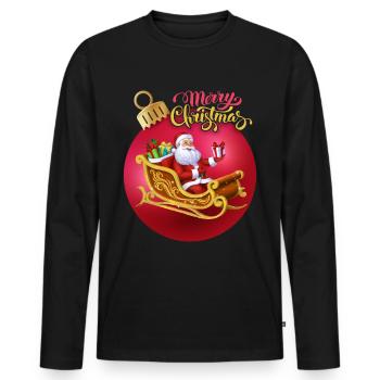 Merry Christmas Kalligrafie, Weihnachtsmann - Männer Premium Bio Langarmshirt - Schwarz - Vorne - Nico (187cm)