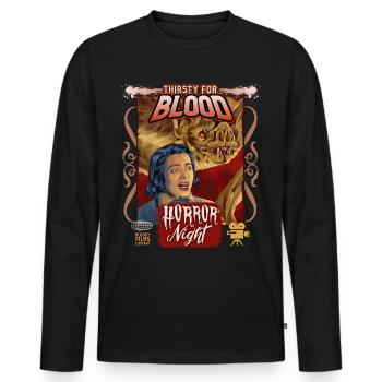 Vampir Blutsauger Horror Film Vintage-Filmplakat - Männer Premium Bio Langarmshirt - Schwarz - Vorne - Nico (187cm)
