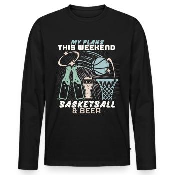 Basket et bière dicton drôle, week-end - T-shirt manches longues Premium bio Homme - noir - Devant - Nico (187cm)