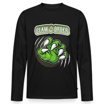 Klaue, Dinosaurier Kralle lustiger Spruch, Pun - Männer Premium Bio Langarmshirt - Schwarz - Vorne - Nico (187cm)