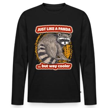 Panda disant, ours panda, raton laveur disant - T-shirt manches longues Premium bio Homme - noir - Devant - Nico (187cm)
