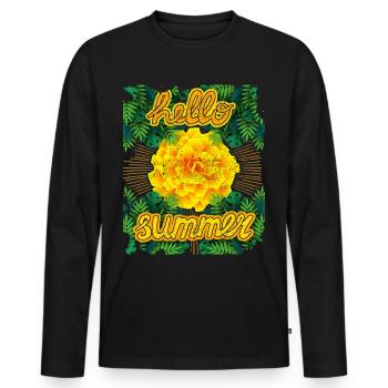 Hello-Summer, Tagetes, Tagetes-Marigold, Summer - Men's Premium Organic Long Sleeve Shirt - black - Front - Nico (187cm)