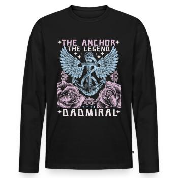 Daddy-Father Father's Day, the legend, saying Dad-Daddy - Men's Premium Organic Long Sleeve Shirt - black - Front - Nico (187cm)
