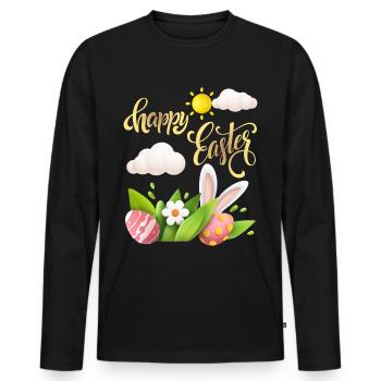 Happy-Easter Calligraphy, Easter Egg, Happy Easter - Men's Premium Organic Long Sleeve Shirt - black - Front - Nico (187cm)