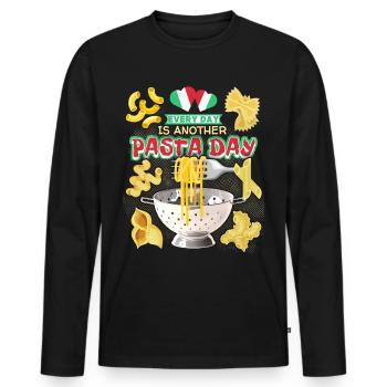 Pâtes, Pizza Pâtes, Pâtes, Pâtes italiennes - T-shirt manches longues Premium bio Homme - noir - Devant - Nico (187cm)