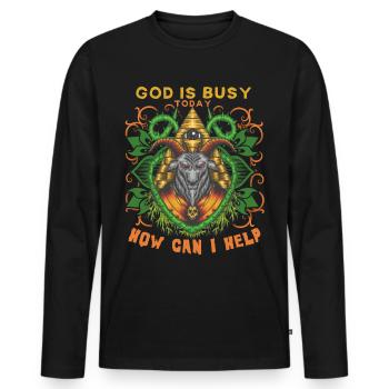 Baphomet, divinité occulte, Illuminati - T-shirt manches longues Premium bio Homme - noir - Devant - Nico (187cm)