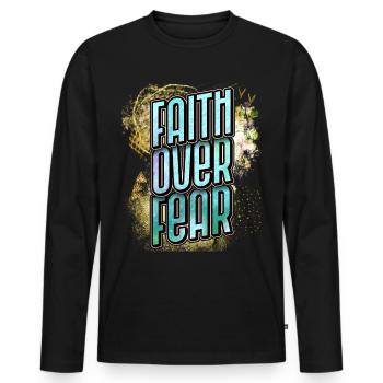 Christian Faith, Jesus Christ, Bible Proverb - Men's Premium Organic Long Sleeve Shirt - black - Front - Nico (187cm)