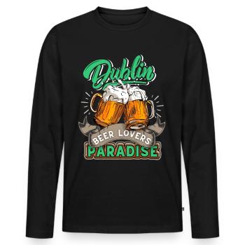 Ireland, Dublin, St Patrick's Day Beer Drinker Saying - Men's Premium Organic Long Sleeve Shirt - black - Front - Nico (187cm)