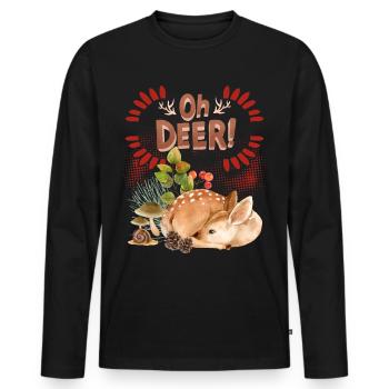 Chevreuil Bambi fauve dans la forêt drôle de dicton, jeu de mots - T-shirt manches longues Premium bio Homme - noir - Devant - Nico (187cm)
