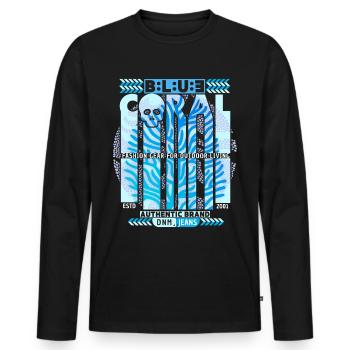 Vintage-Fashion Design, Clothing Label, Geburtstag - Männer Premium Bio Langarmshirt - Schwarz - Vorne - Nico (187cm)