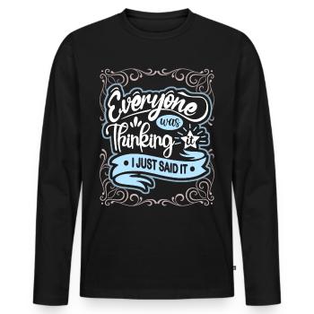 Dicton, lecture de l’, typographie de style vintage - T-shirt manches longues Premium bio Homme - noir - Devant - Nico (187cm)