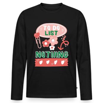 Liste de tâches, liste de tâches, liste, liste d’achèvement - T-shirt manches longues Premium bio Homme - noir - Devant - Nico (187cm)