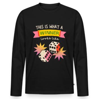 Gagnant gagnant, Dice Gamer Saying Dice Game - T-shirt manches longues Premium bio Homme - noir - Devant - Nico (187cm)