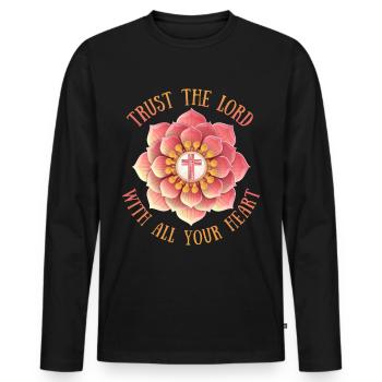 Jesus Christ with 3D mandala, Christian saying - Men's Premium Organic Long Sleeve Shirt - black - Front - Nico (187cm)