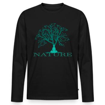 Nature - Männer Premium Bio Langarmshirt - Schwarz - Vorne - Nico (187cm)