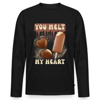 Chocolat Saint-Valentin, Crème glacée au chocolat, couples couples - T-shirt manches longues Premium bio Homme - noir - Devant - Nico (187cm)