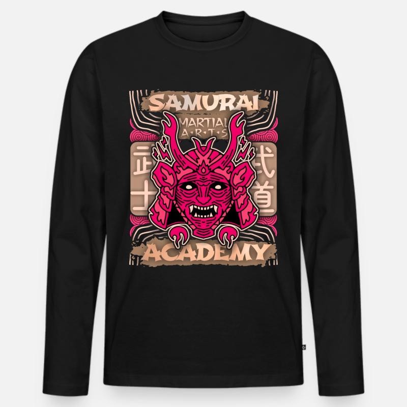 Japan Samurai-Krieger, Samurai-Academy Japan-Comic - Männer Premium Bio Langarmshirt - Schwarz