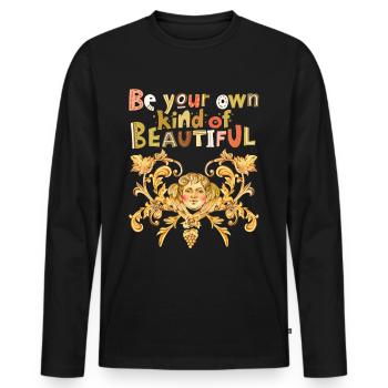 Schöner Spruch, Putto, Engelchen, Engel-Aquarell - Männer Premium Bio Langarmshirt - Schwarz - Vorne - Nico (187cm)