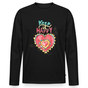 Handgemaltes Herz mit Spruch Valentinstag - Männer Premium Bio Langarmshirt - Schwarz - Vorne - Nico (187cm)