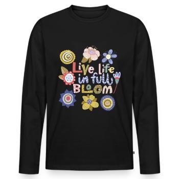 Kawaii-Blumen, Kawaii-Spruch, Typografie-Spruch - Männer Premium Bio Langarmshirt - Schwarz - Vorne - Nico (187cm)