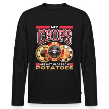 Jeu de poker, Jeu de poker, Joueur de poker, Jeux - T-shirt manches longues Premium bio Homme - noir - Devant - Nico (187cm)