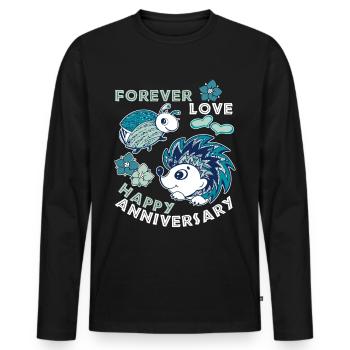 Hochzeitstag, Jubiläum, lustiger Spruch mit Igel - Männer Premium Bio Langarmshirt - Schwarz - Vorne - Nico (187cm)