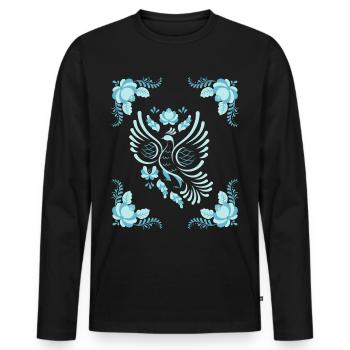 Folk Art Dove of Peace, Gzhel Art, Gzhel Art - Men's Premium Organic Long Sleeve Shirt - black - Front - Nico (187cm)