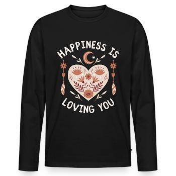 Saint-Valentin, Cœur d’art populaire, Amour Amour - T-shirt manches longues Premium bio Homme - noir - Devant - Nico (187cm)
