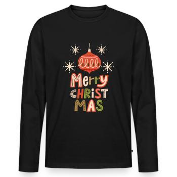 Christmas Merry-Christmas Christmas bauble saying - Men's Premium Organic Long Sleeve Shirt - black - Front - Nico (187cm)