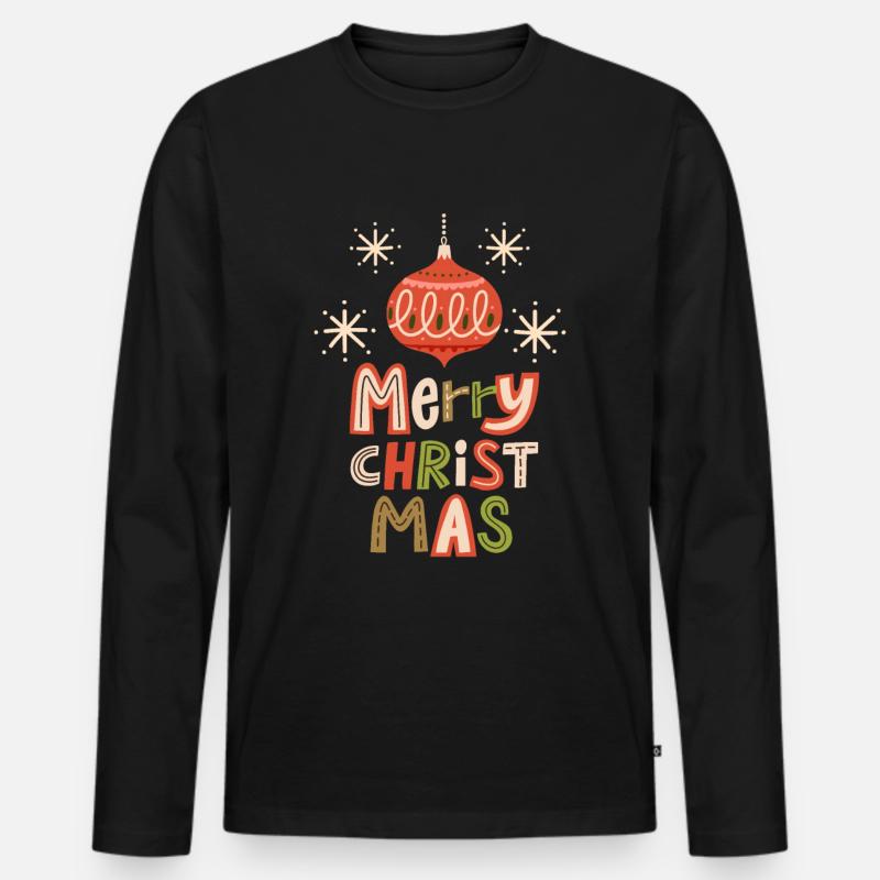 Weihnachten Merry-Christmas Weihnachtskugel Spruch - Männer Premium Bio Langarmshirt - Schwarz