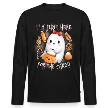 Halloween lustiger Kawaii-Geist, Spruch - Männer Premium Bio Langarmshirt - Schwarz - Vorne - Nico (187cm)