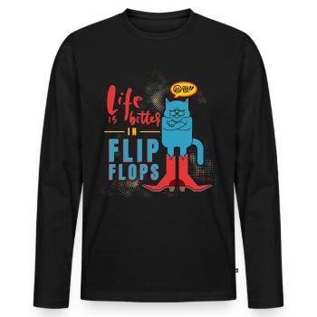 Lustige Katze, gestiefelter Kater Spruch - Männer Premium Bio Langarmshirt - Schwarz - Vorne - Nico (187cm)