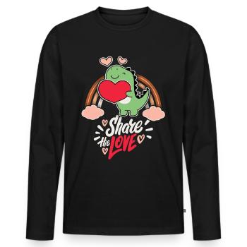 Lustiger Dinosaurier Liebe-Love Valentinstag - Männer Premium Bio Langarmshirt - Schwarz - Vorne - Nico (187cm)