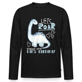 Dinosaur Daddy-Dad, Happy Birthday - Men's Premium Organic Long Sleeve Shirt - black - Front - Nico (187cm)