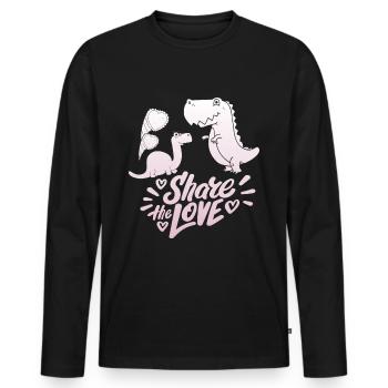 Drôle de dicton de la Saint-Valentin des dinosaures - T-shirt manches longues Premium bio Homme - noir - Devant - Nico (187cm)