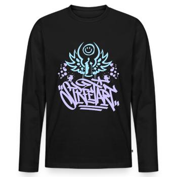 Streetart, Urban-Graffiti, Graffiti-Grunge - Männer Premium Bio Langarmshirt - Schwarz - Vorne - Nico (187cm)
