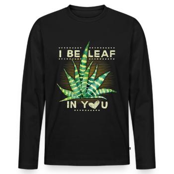 Sansevieria bow hemp plant houseplant saying - Men's Premium Organic Long Sleeve Shirt - black - Front - Nico (187cm)