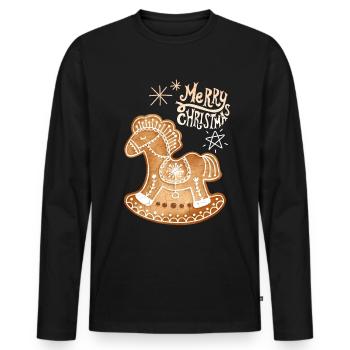 Gingerbread Horse gingerbread-horse Christmas - Men's Premium Organic Long Sleeve Shirt - black - Front - Nico (187cm)