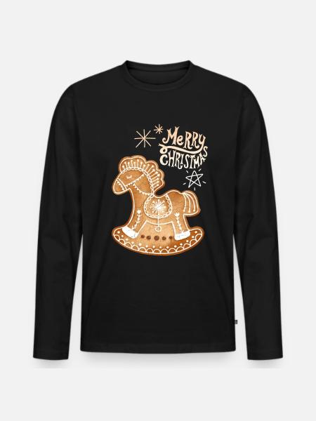 Gingerbread Cheval gingerbread-cheval Noël - T-shirt manches longues Premium bio Homme - noir