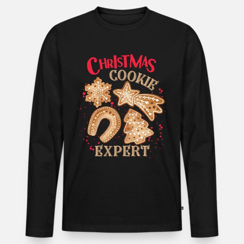 Weihnachtsplätzchen backen, Weihnachten, Lebkuchen - Männer Premium Bio Langarmshirt - Schwarz